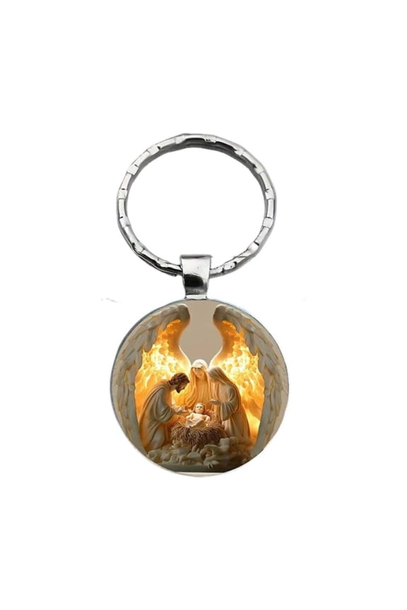 Christmas Jesus Keychain For Holiday Gift Metal Key Ring In Style D Alloy Material Religious Pendant D