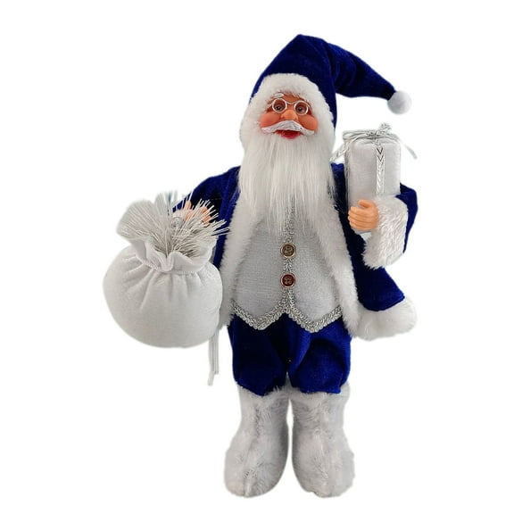 Wdhugt Christmas Santa Claus Doll Table Decoration Blue White 12 Inch 17X10X30Cm Cloth And Plastic Holiday Decor Gift 1-Piece Christmas Santa Claus Doll Blue