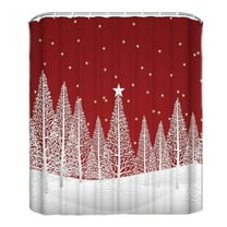 Wdhugt Christmas Shower Curtain Blue Christmas Snowflake Shower Curtain, Winter forest Deer Fabric Shower Curtains Set for Bathroom Decoration With Hooks 35.4X70.8In Xmas Holiday Bath Decor