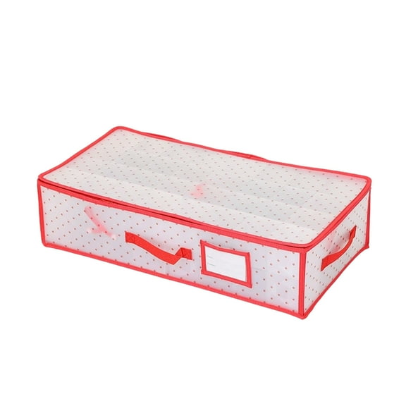 Wdhugt Christmas Storage Box With 128 Compartments Red Plastic Organizer Container For Holiday Decorations 24X12X7 Inches Xmas Decoration Storage Solution