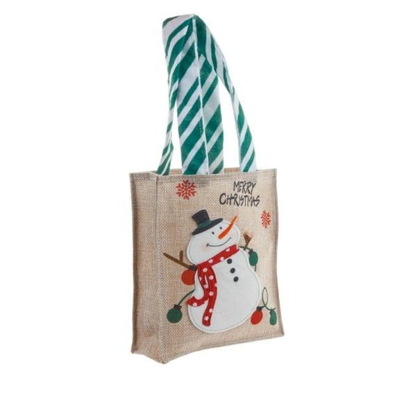 Wdhugt Christmas Tote Bag With Handles For Gift Wrapping Candy And Small Items Holiday Shopping Bag Made Of Durable Canvas Fabric Reusable Christmas Gift Bag Green Color Green