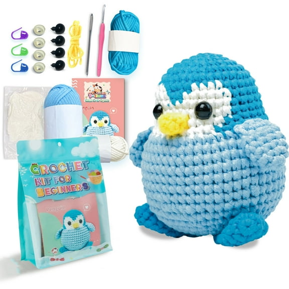 Wdhugt Crochet Kit For Beginners Penguins Diy Knitting Set With Step By Step Instructions Tools For Adults And Teens Knitting Cotton
