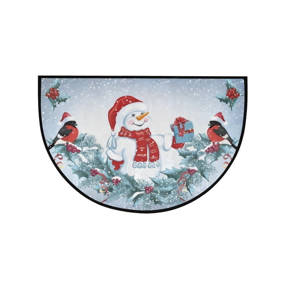 Wdhugt Design B Christmas Semi-Circular Door Mat For Entryways And Bathrooms Easy To Maintain Polyester Material Water-Absorbing Design For Home Decor B