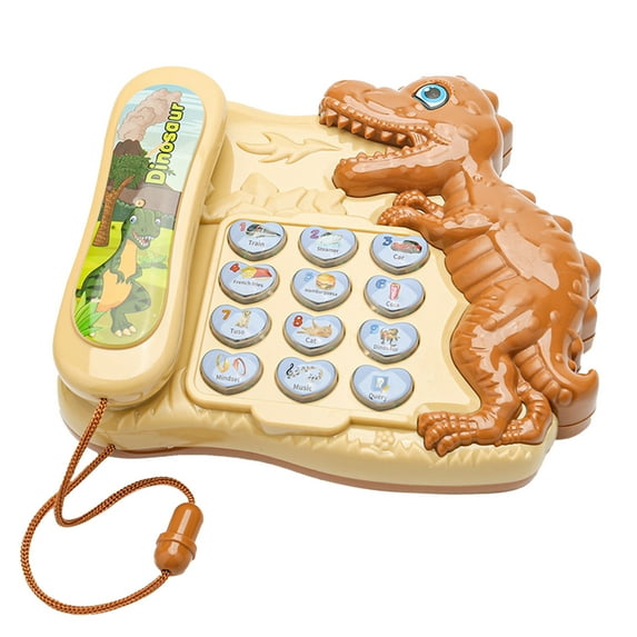 Wdhugt Dinosaur Telephone Toy For Kids Interactive Learning Phone With Letters And Numbers Educational Talking Toy For Boys And Girls 3+ Years Old Khaki Color Plastic Material Khaki