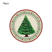 Wdhugt Disposable Christmas Tree Paper Plates Set For Holiday Dining 10 Inch Dinner Plates 10 Pack Festive Tableware Paper A A