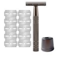 thumbnail image 1 of Wdhugt Double Edge Safety Razor, Single Blade Razors for Women, with 10 Platinum Coated Safety Razor Blades, Reusable Metal Face Razors for Men, Sustainable Safety Shaving Razor, No Plastic, 1 of 9