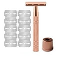 thumbnail image 1 of Wdhugt Double Edge Safety Razor, Single Blade Razors for Women, with 10 Platinum Coated Safety Razor Blades, Reusable Metal Face Razors for Men, Sustainable Safety Shaving Razor, No Plastic, 1 of 9