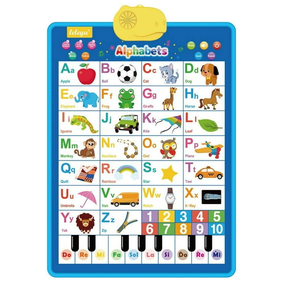 Wdhugt Electronic Alphabet Wall Chart Interactive Learning Toy For Kids With Pronunciation And Songs Blue Pvc Educational Poster 16.14 X 22.83 Inches