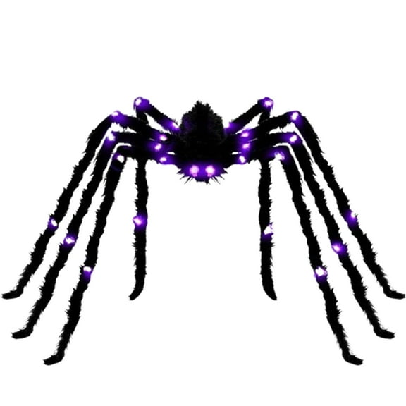 Wdhugt Extra Large Glowing Halloween Spider Decoration With Sound Control And Purple Led Lights For Indoor Outdoor Party Decor 5 Feet Long With Foldable Legs color
