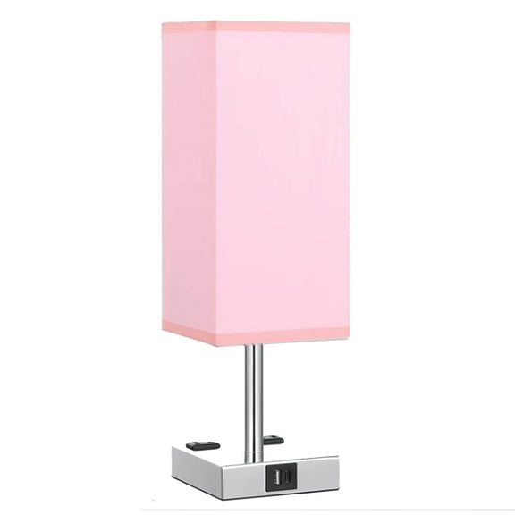 Wdhugt Fabric Table Lamp With Dimming Touch Control Usb Charging Port Ac Socket For Bedroom Bedside Desk Night Light Metal Base