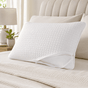 Wdhugt White Quilted Pillow Protector Cover with Zipper, Polyester Full Wrap Pillowcase Cover, 29.1x18.9in, 1 Pack Pillowcase