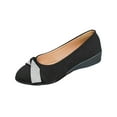 thumbnail image 1 of Wdhugt Flat Wedges Women Round Toe Low Cut Casual Style Flock Black Size 8.5 Us Foot Length 10.04 Inches, 1 of 9