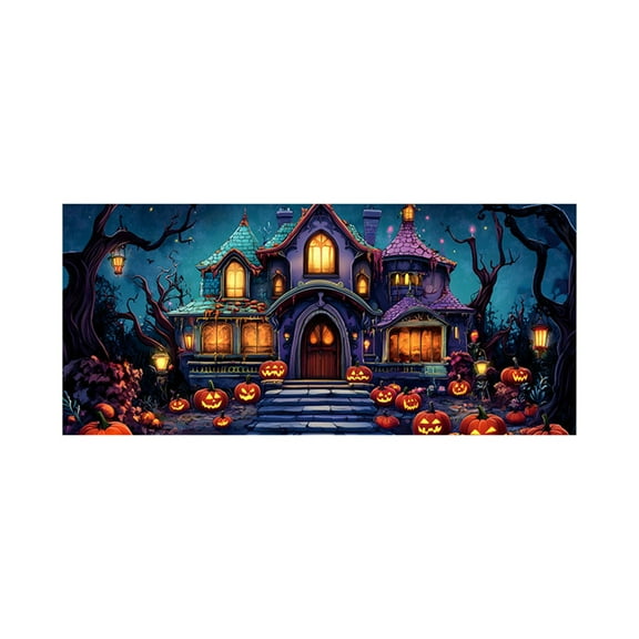 Wdhugt Halloween Garage Background Hanging Cloth B Design 100% Polyester Decorative Tapestry For Party Festival Porch Wall Decor Indoor Outdoor B