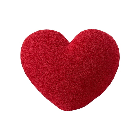 Wdhugt Heart-Shaped Throw Pillow Decorative Cushion For Sofa Bed Home Decor Romantic Holiday Gift Polyester Fabric Soft Plush Red Red