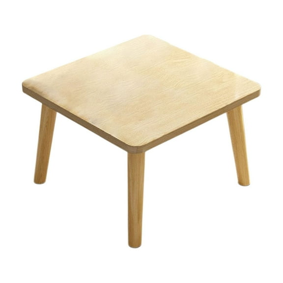 Wdhugt Khaki Wooden Square Table For Balcony Tea Bedroom Coffee Mini Floor-Standing Low Table 15.75X15.75X11.81 Inches Safe Rounded Corners Square Table Khaki