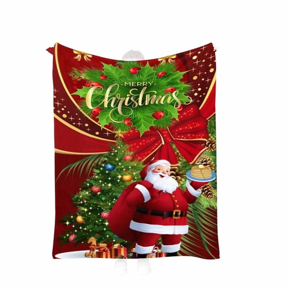 Wdhugt Large Christmas Flannel Blanket With Holiday Patterns 100% Polyester Fabric 150X200Cm Size For Winter Use And Gifts Machine Washable Large Christmas Flannel Blanket D