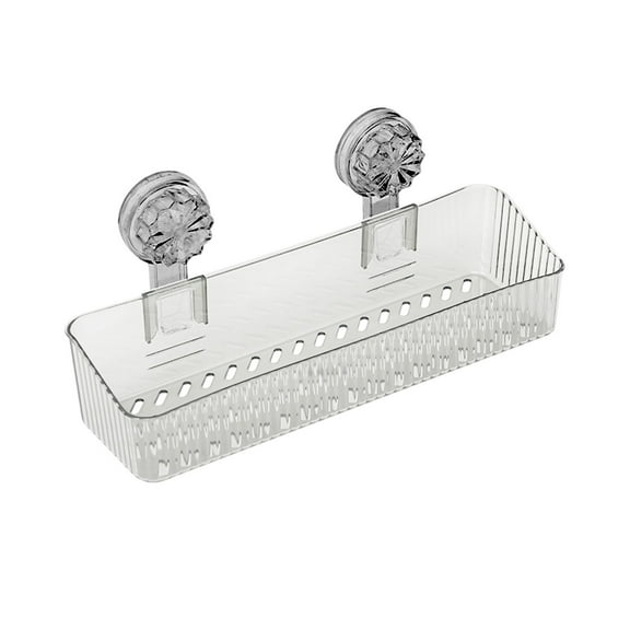 Wdhugt Large Suction Cup Bathroom Shelf In Clear Color 31X14X9.2Cm 12.2X5.51X3.62In Plastic Material No-Drill Wall Mounted For Storage Clear