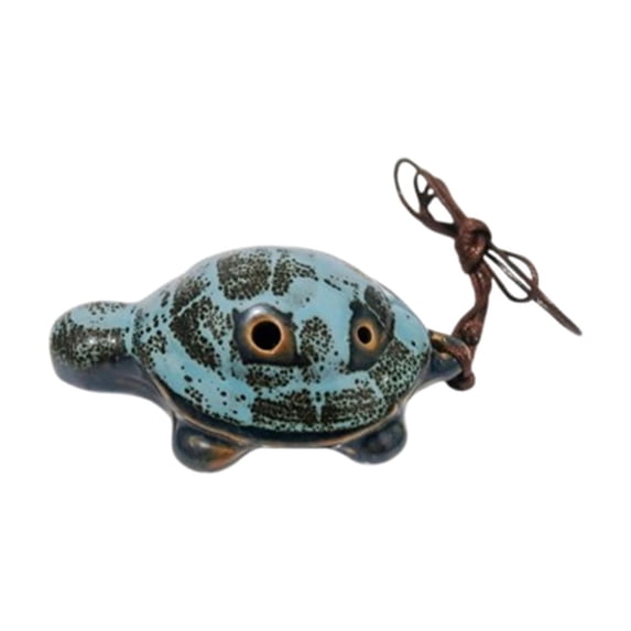 Wdhugt Light Blue 6-Hole Ceramic Ocarina Musical Instrument For Beginners Turtle Shape White Porcelain Wind Flute For Children Kids Learning Light Blue