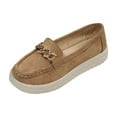 thumbnail image 1 of Wdhugt Loafers For Women Casual Breathable Metal Chain Flat Sole Soft Bottom Flock Material Khaki Shoe Size 5.5 Us Foot Length 9.06 Inches, 1 of 9