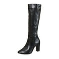 thumbnail image 1 of Wdhugt Long Straight Knee High Boots For Women Winter Casual Pointed Toe Side Zipper Mid Heel Pu Material Us Size 6, 1 of 9