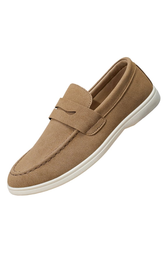 Men'S Round Toe Loafers Pu Upper Slip-On Lightweight Casual Shoes For Outdoor Us Size 6 Foot Length 9.65 Inches Beige