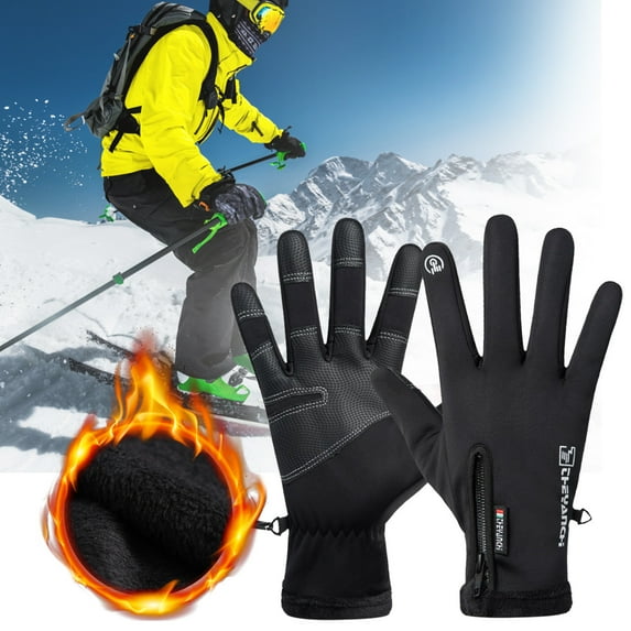 Wdhugt Motorcycle Gloves Winter Windproof Thermal Touchscreen Riding Gloves Cycling Outdoor Sports Water Resistant Cold Weather Gear For Men Black Polyester Gloves Size L Black