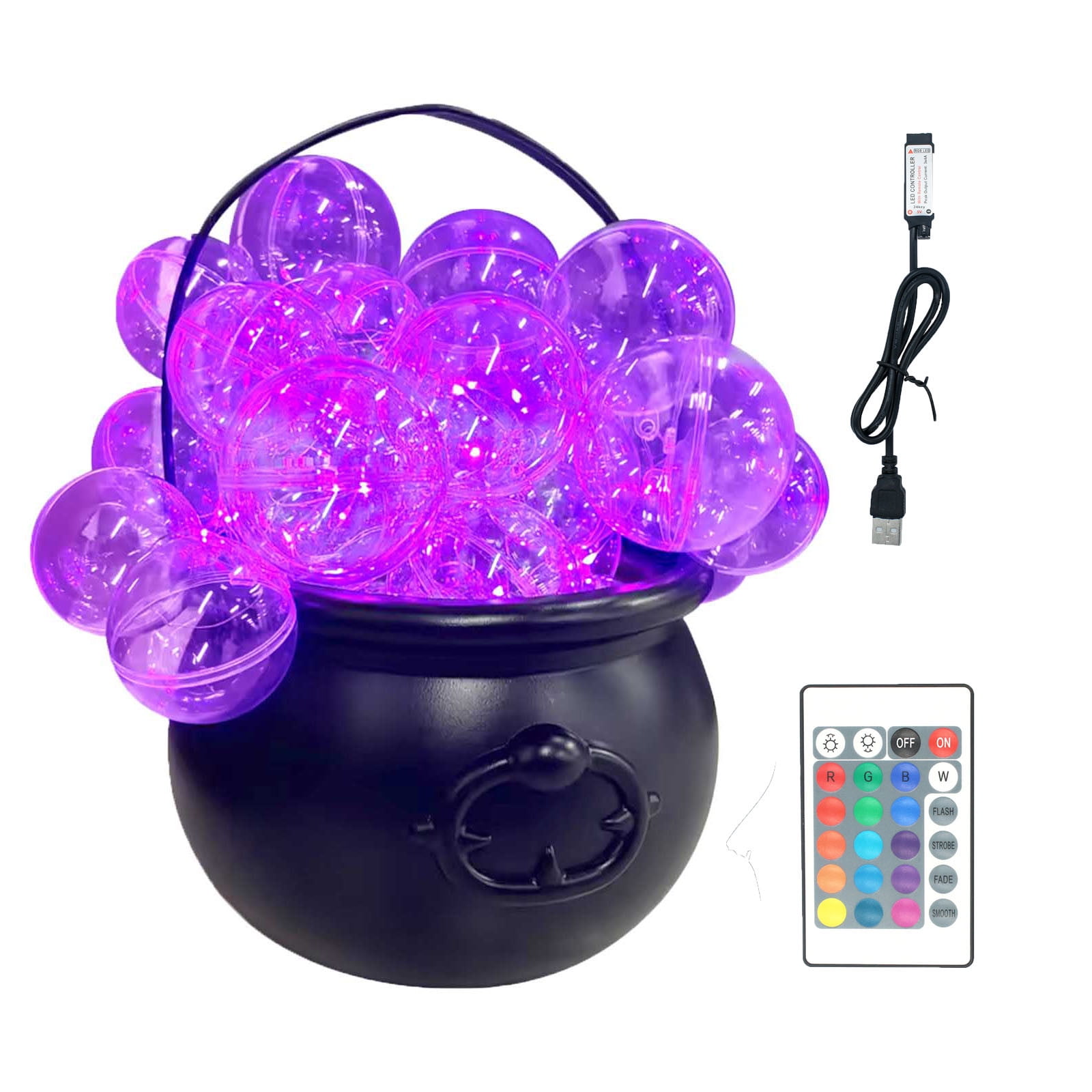 Wdhugt Multicolor Witch Jar Pot Set With Remote Control And Light Up ...