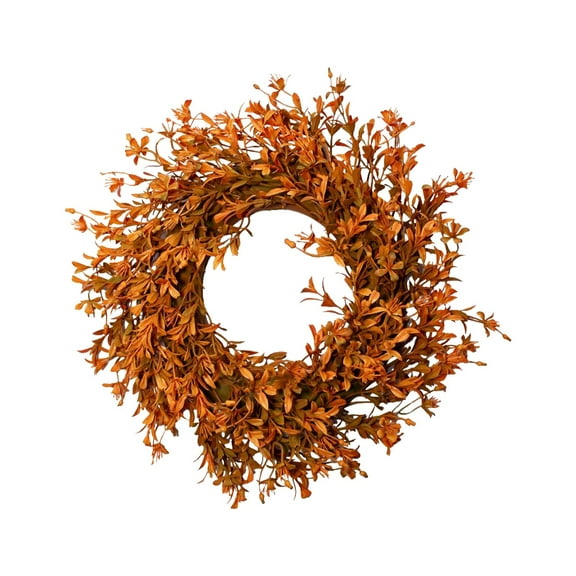 Wdhugt Orange Halloween Door Garland With Simulated Green Leaves And Berries 11.81 Inch Thanksgiving Decoration Plastic Hanging Ornament Orange