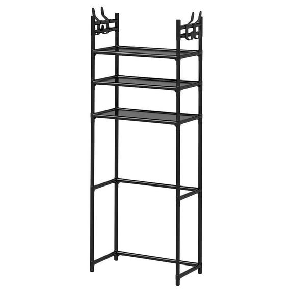 Wdhugt Over The Toilet Storage, 4-Tier Wooden Bathroom Space Saver With Hooks, Freestanding Bathroom Organizer, Multifunctional Over The Toilet Storage Rack, Bathroom Toilet Rack,59.4*23.6*10.23In