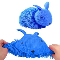 Wdhugt Oversized Faux Fur Bunny Stress Relief Toy Squeezable Plush Animal For Kids Easter Gift Blue Plastic Blue