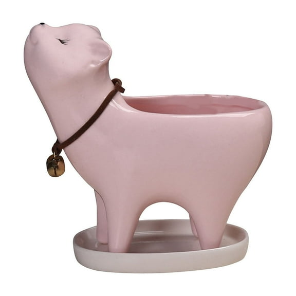 Wdhugt Pink Ceramic Cat Tail Succulent Flower Pot For Cactus And Plants Desk Decor Cute Cartoon Design Home And Office Decoration Pink