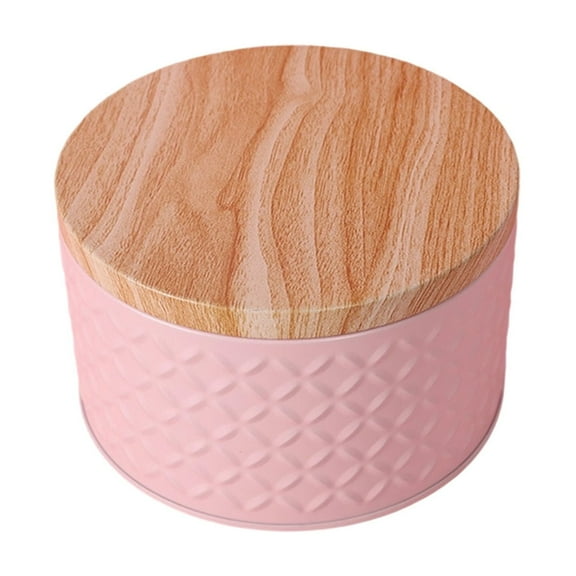 Wdhugt Pink Large Round Iron Storage Box For Cake Candy Baking Snack Gift Container 13.7X13.7X8.3 Inches Metal Tin Pink