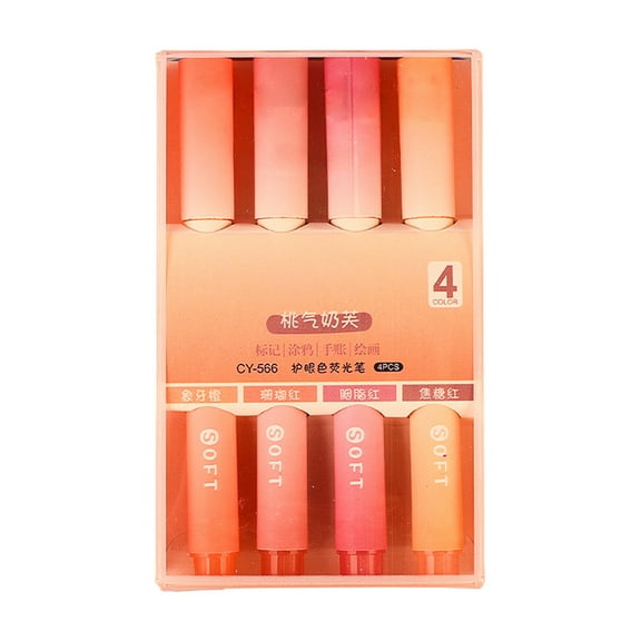 Wdhugt Pink Soft Tip Highlighter For Journaling And Book Annotation With Vibrant Color 4 Pack Low Fatigue Design Pink