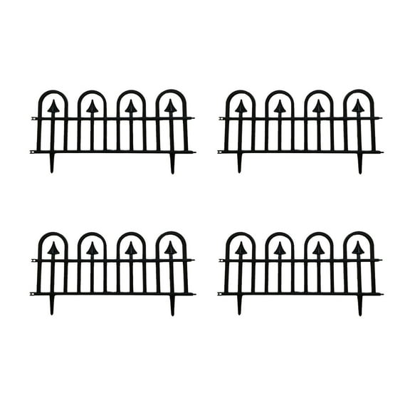 Wdhugt Plastic Garden Edging Border Set Of 4 Decorative Picket Fence Panels Black 23.62X12.2 Inches For Flower Bed Lawn Pathway Landscape Yard Decor Installation Kit Black