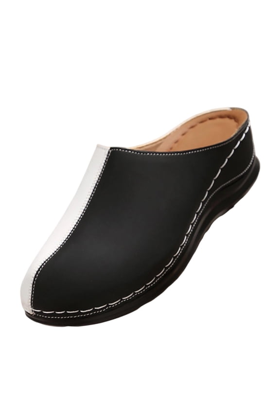 Platform Mule Slides For Women With Thick Sole Round Toe Printed Pu Upper Casual Slip-On Indoor Outdoor Shoes Us Size 7