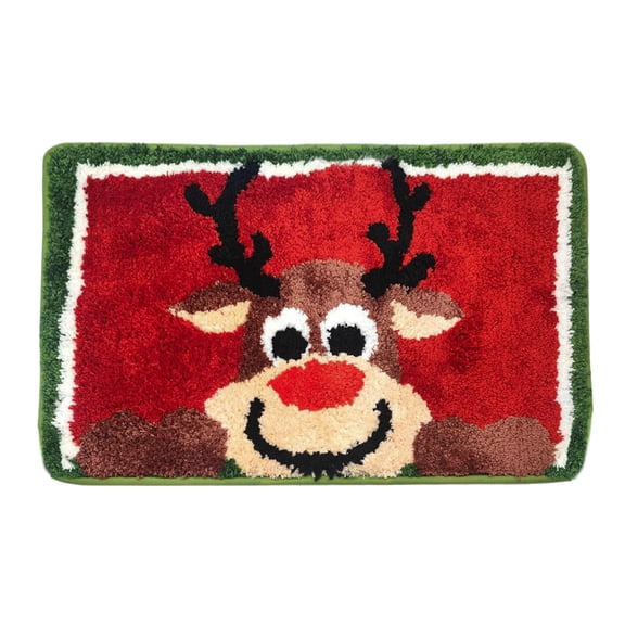 Wdhugt Polyester Flannel Christmas Rug 20X32 Inch Holiday Floor Mat For Bedroom Bathroom Living Room Decor Non-Slip Soft Festive Doormat Polyester Christmas Rug A