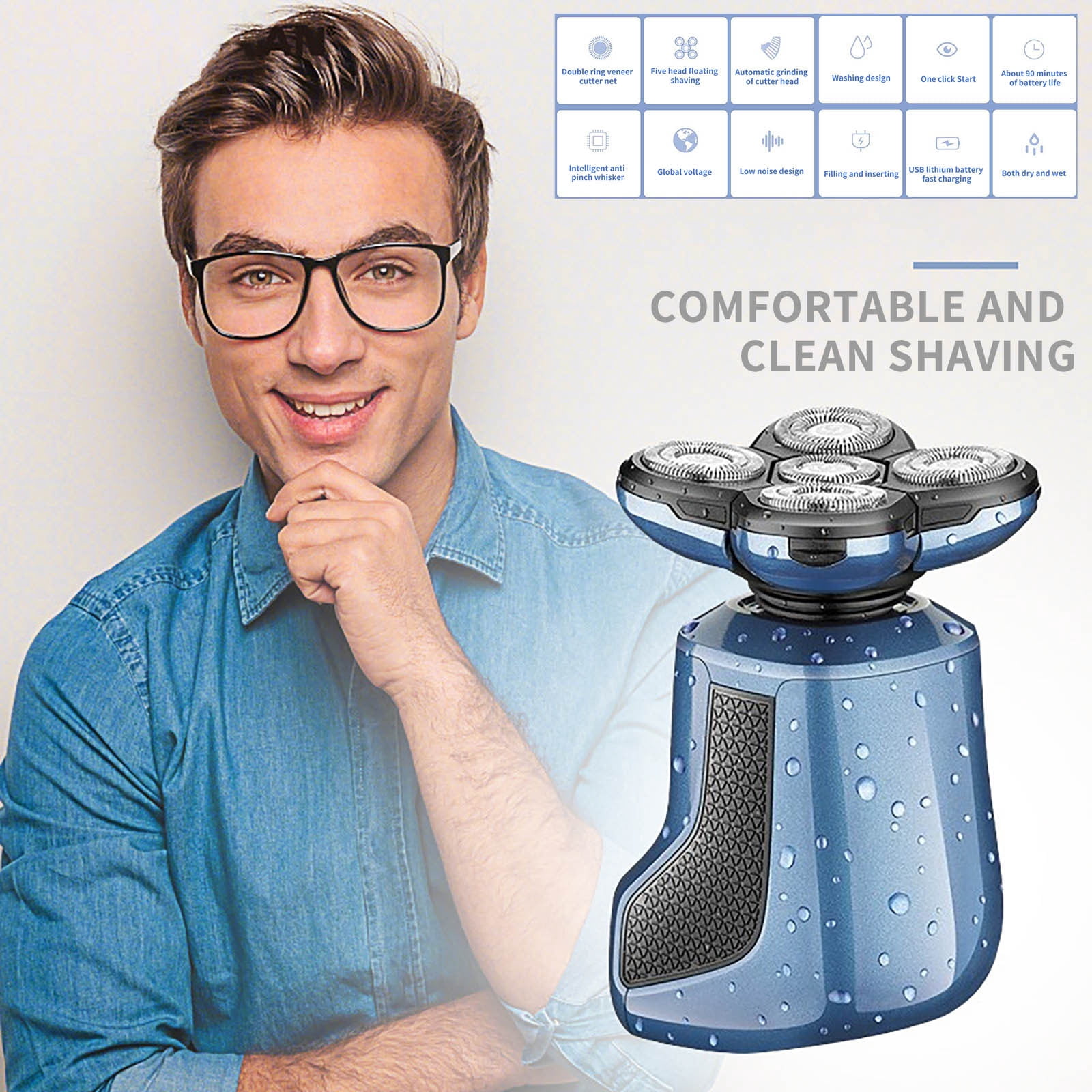 Wdhugt Pro Bald Head Shaver,Electric Razor for Bald Man,Male Grooming ...