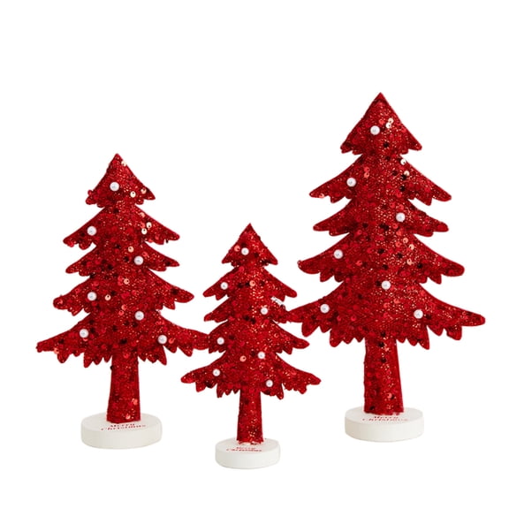 Wdhugt Red Non-Woven Fabric Christmas Tree Desktop Decoration Set With Simulated Poinsettia Berries And Pine Cones Holiday Tabletop Decor Red Non-Woven Material Christmas Decor Red