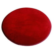 Wdhugt Round Rug Solid Thick Non Slip Carpet Soft Plush Fluffy Area Rug for Living Room Bedroom Kids Nursery Room Coral Velvet Memory Foam Carpets - Red