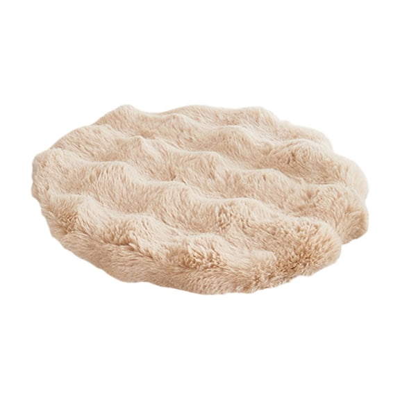 Wdhugt Round Winter Plushed Warm Soft Cushion For Office Chair Pad In Khaki Color 40X40Cm 15.75X15.75In Polyester Material For Home Use Long Sitting Khaki