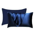 thumbnail image 1 of Wdhugt Satin Pillowcase for Hair and Skin, Silk Satin Pillowcase 2 Pack, Queen Size Pillow Cases Set of 2, Silky Pillow Cover with Envelope Closure (20x25 In, Navy), 1 of 8
