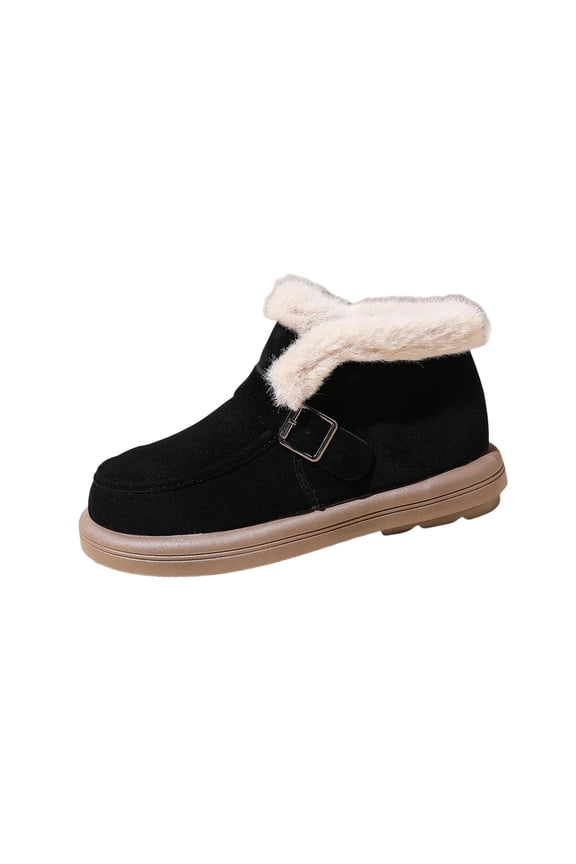 Ski Boots For Women Fashion Casual Winter Fleece Lined Warm Flat Round Toe Flocked Material Size 4 Us Foot Length 9.25 Inches
