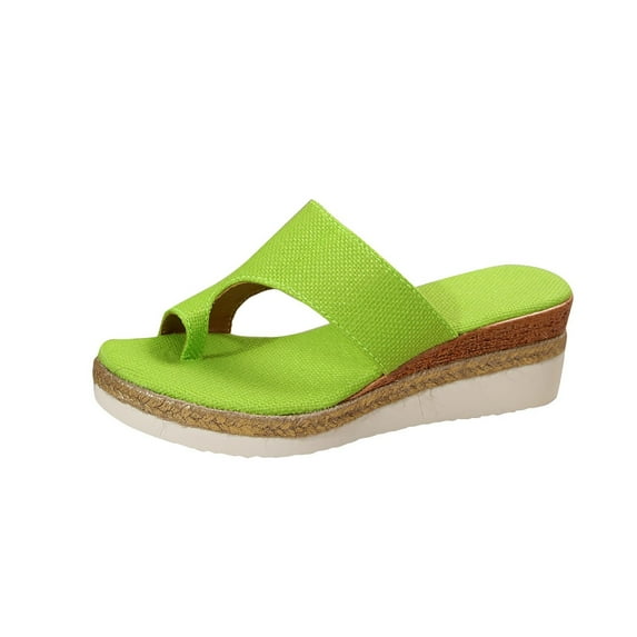 Wdhugt Slide Sandals For Women Casual Round Toe Flip Flop Shoes Canvas Upper Comfortable Heel Height 2.17 Inches Available In Us Size 7