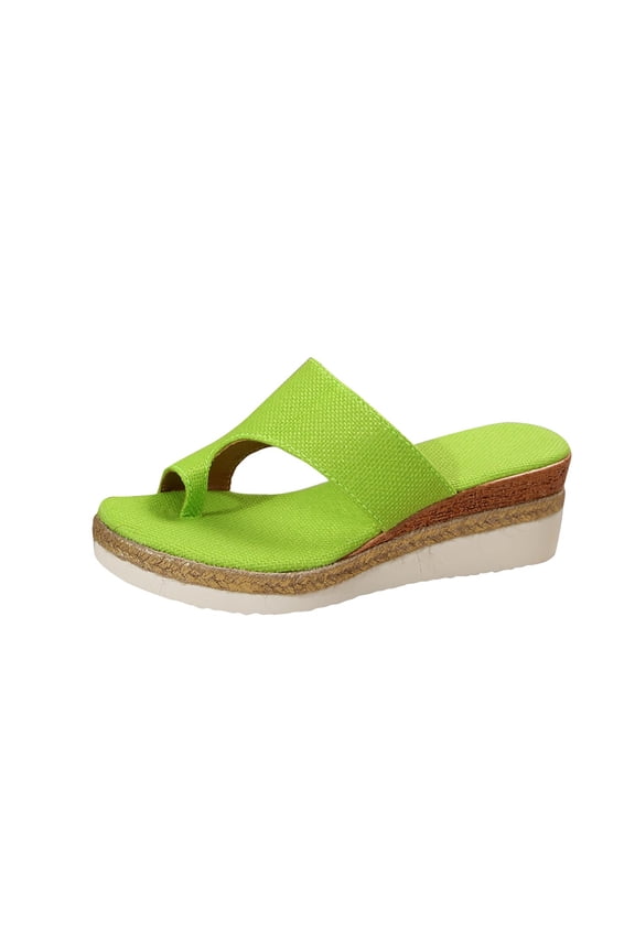 Slide Sandals For Women Casual Round Toe Flip Flop Shoes Canvas Upper Comfortable Heel Height 2.17 Inches Available In Us Size 9.5