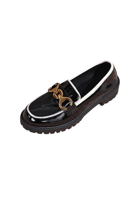 Slip On Loafers For Women Chunky Heel Height Increasing Metallic Shoes White Size 36 Eu Us 5.5 Pu Spring Summer