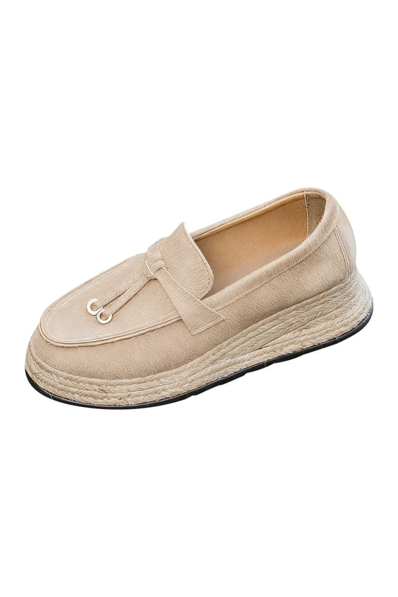 Slip-On Platform Loafers With Low Wedge Heel Round Toe Shallow Mouth Matte Nylon Blend Women Casual Flats Us 7.5 Size