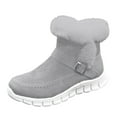thumbnail image 1 of Wdhugt Slip-On Snow Boots For Women Solid Color Round Toe Flat Bottom Plush Warm Comfortable Casual Shoes Outdoor Indoor Size Us 9.5 Foot Length 10.43 Inches Flock Material, 1 of 4