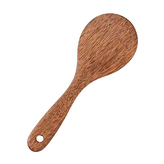 Wdhugt Small Round Wooden Spatula For Non Stick Pans And Cooking Utensils Coffee Brown Wood Easy Grip Handle For Stirring Frying And Serving Food Coffee