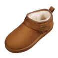thumbnail image 1 of Wdhugt Snow Boots For Women Round Toe Faux Fur With Belt Buckle Accent Casual Slip-On In Pu Material Available In Us Size 8.5, 1 of 9