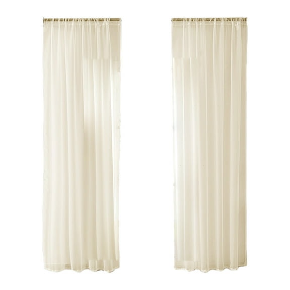 Wdhugt Solid Color Sheer Curtains Rod Pocket Style Lightweight Translucent Window Curtains 51X39 Inches With Nylon Spandex Material For Living Room And Bedroom Beige